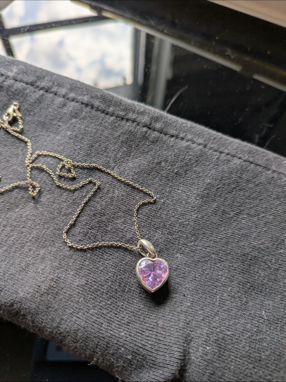 Sterling Heart Pendant Necklace with Alexandrite Cubic Zirconia